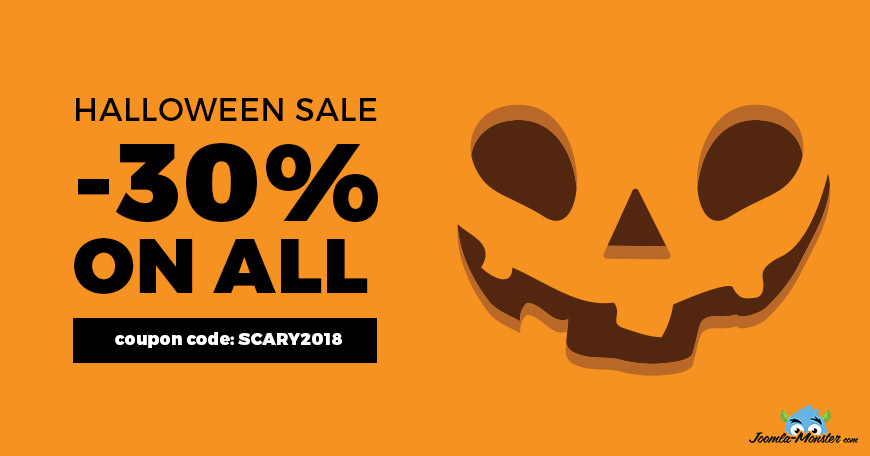 Halloween 2018 sale on Joomla templates! Get the coupon.