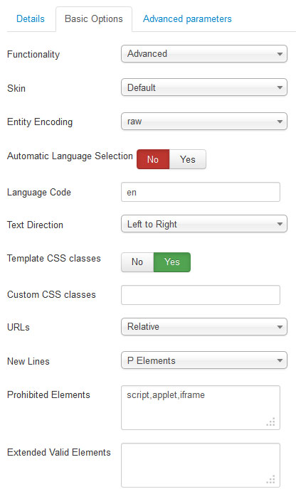 TinyMCE editor Joomla 3