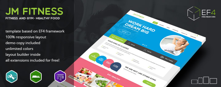 JM Fitness - responsive Joomla 3 template for gym and fitness clubs