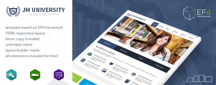 JM University - multipurpose Joomla 3 template for schools and universities