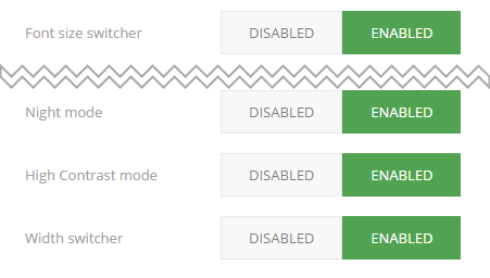 wcag options in Joomla template