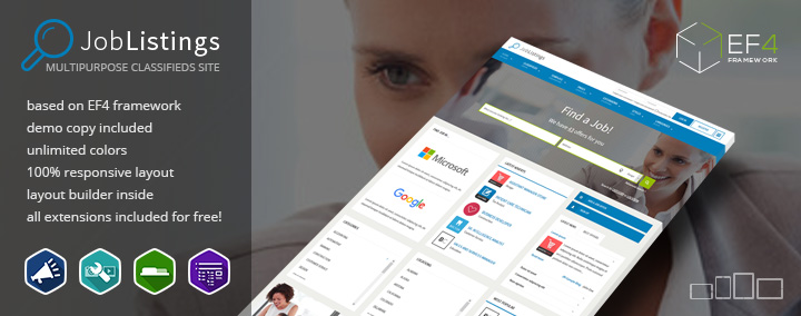 Check what's interesting about JM Job Listings - Joomla classifieds template.