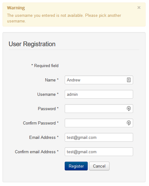 Ajax checks on Joomla 3.7 registration form