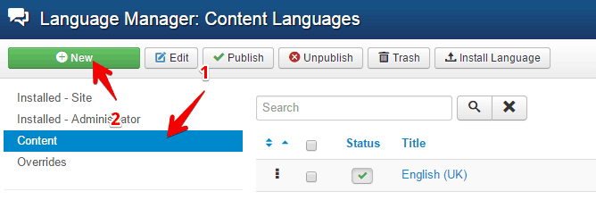 Create a new Content language
