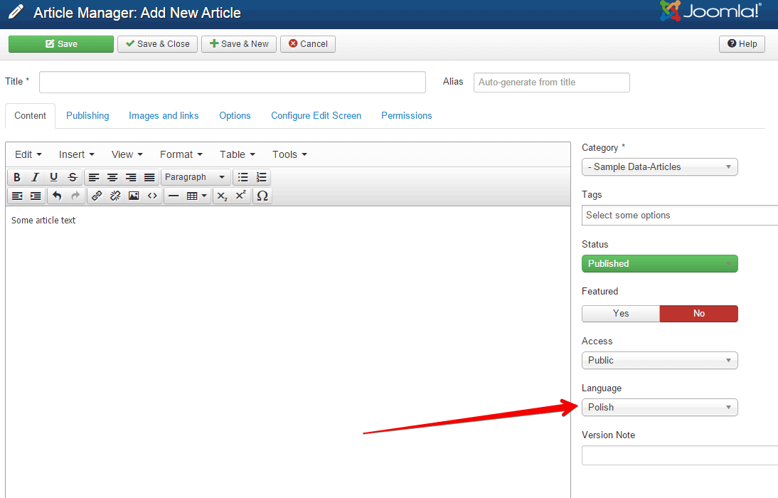 select that new language when you create a new content on the website