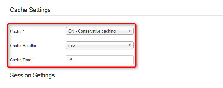 Enable Joomla cache