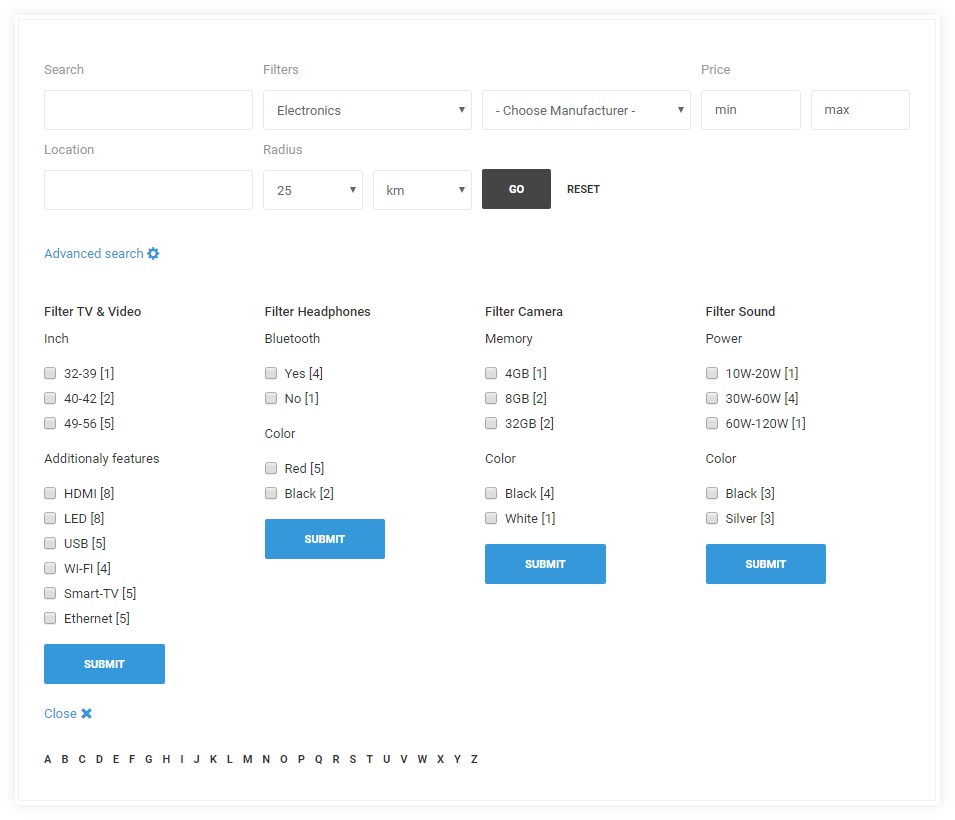 product filtering advanced searching ecommerce solution