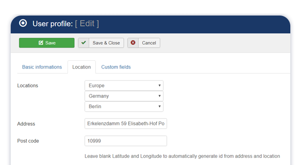 set profile location in the registration form 1